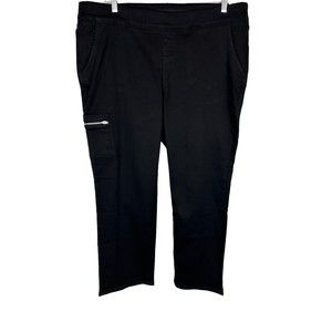 Denim & Co. Regular Comfy Knit Denim Straight Leg Pocket Jeans Black 2X Size